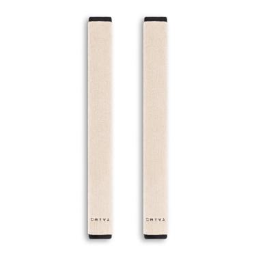 Imagem de Dryva Capa para cinto de segurança, 50 cm de comprimento, enchimento de microfibra impermeável, lavável na máquina (bege, pacote com 2)