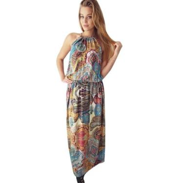 Imagem de Vestido feminino de verão vintage boho longo maxi para festa noturna n