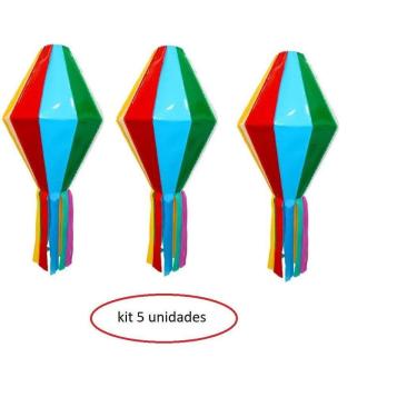 Imagem de Kit 5 Mini Balão Pendurar Enfeitar Festa Junina Arraiá 14Cm