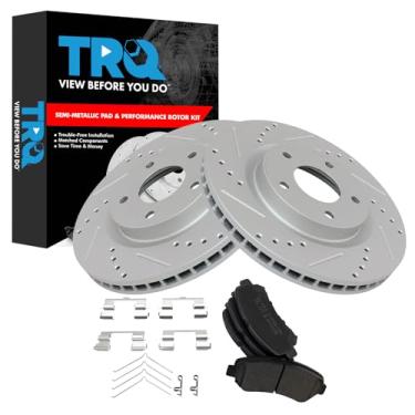 Imagem de TRQ Kit de Pastilha de Freio Frontal e Rotor Premium G-Coated Performance Semi-Metálico Compatível com Nissan Sentra 2009-2012