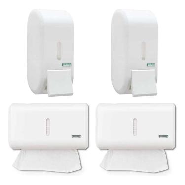 Imagem de 2X Jogo 2 Dispenser Sabonete Líquido + 2 Porta Papel Toalha