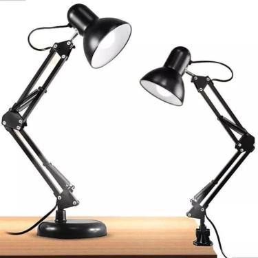 Imagem de 2X Luminária Pixar Preta De Mesa Articulada Abajur Bivolt 11