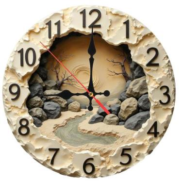 Imagem de Relógio de parede Vintage 3D Desert Landscape Silent de 10 polegadas -