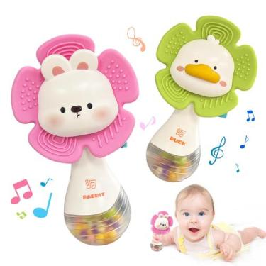 Imagem de Brinquedos para dentição Baby Rattles Weirtoya, 2 unidades de 0 a 12 m