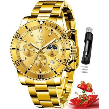 Imagem de Relógio Masculino Luxo Negócios, à Prova D'água, Relógio Mostrador de Data, Quartzo Pulseira em Aço Inoxidável Relógios de Pulso Masculinos Ouro 2870