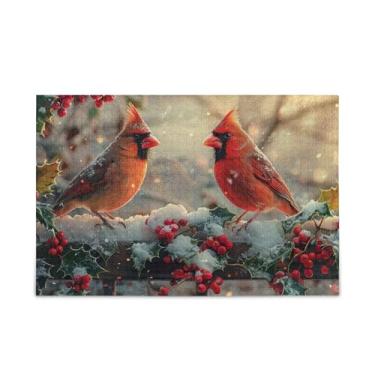 Imagem de WELLDAY Quebra-cabeça neve pássaros padrão 500 peças grande arte jogo de arte para adultos adolescentes