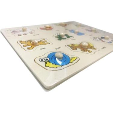 Imagem de Brinquedo Pedagógico de Madeira Encaixe Divertido com Pinos Coloridos 