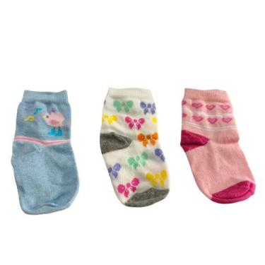 Imagem de Kit 3 meias menina escolar derby 1499001 algodão antialergico, 17 A 20