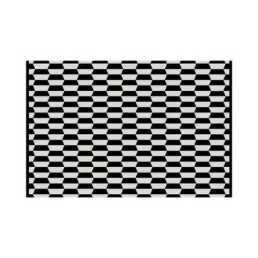 Imagem de Tapete De Imitação De Cashmere Listrado Preto E Branco, Macio, Durável