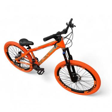 Imagem de Bicicleta Aro 26 Vikingx Tuff Freeride 21v Aro Vmaxx Freio A Disco Garfo Suspensão Pneu Flame Laranja X30