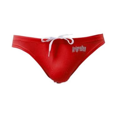 Imagem de Sunga Masculina De Cintura Baixa Respirável Sexy Cor Sólida Com Bolsa 