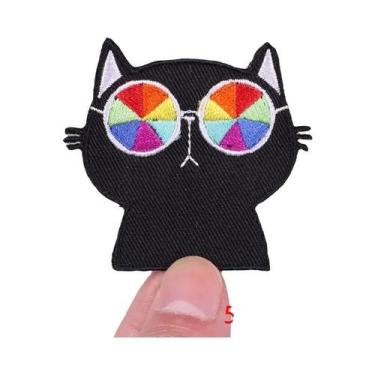 Imagem de Patch Bordado De Gato Borboleta Tigre Estilo Punk Termocolante Para Ro