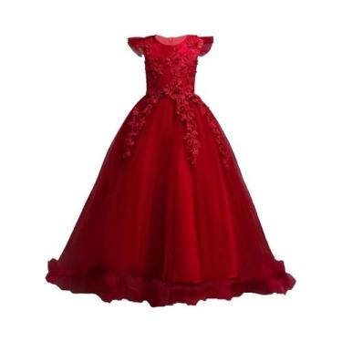 Imagem de Vestidos Formais Longos Sem Mangas Com Renda Floral Para Meninas, Fant