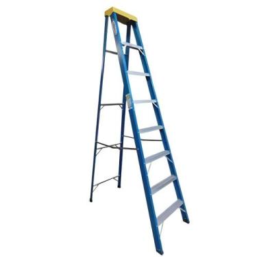 Imagem de Escada de Fibra Alumínio Tesoura Simples Premium 2,40m 8 Degraus 120kg