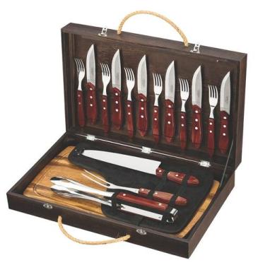 Imagem de Kit para Churrasco Tramontina Jumbo Polywood 17 Peças Vermelho