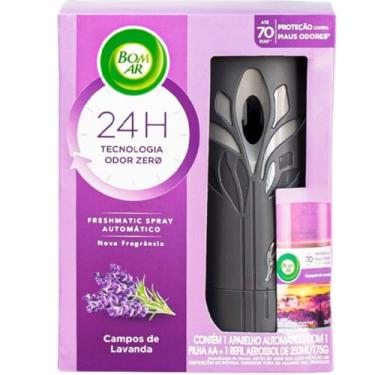 Imagem de Bom Ar Aromatizador de Ambiente Automático Aerossol Freshmatic Campos de Lavanda Aparelho + Refil 250ml