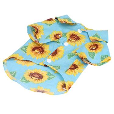 Imagem de Camiseta de praia para animais de estimação, design de botão, roupas de cachorro fofas e macias, para a pele de cachorros para gatos(M)