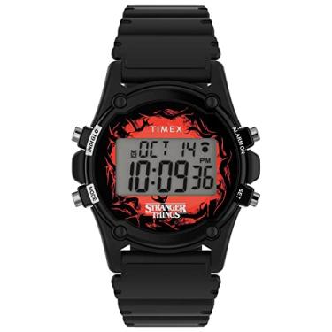 Imagem de Timex Relógio Atlantis x Stranger Things de 40 mm – Capa preta e vermelha com pulseira de resina preta, Stranger Things Atlantis