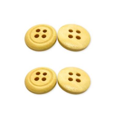 Imagem de Botão 4 Furos 13mm Plastico Tipo Madeira Marrom Claro Com 100 Unidades