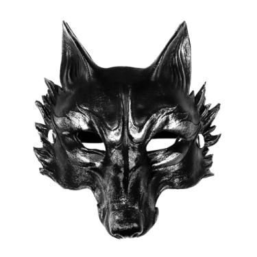Imagem de Joukavor Máscara de lobo assustador adulto lobisomem animal máscara de Halloween máscara de lobo (B-prata)