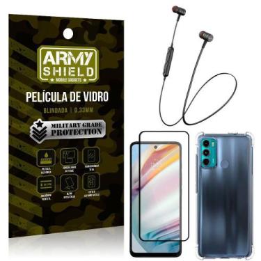 Imagem de Fone Bluetooth Hs615 Moto G60+Capinha Anti Shock+Película 3D - Armyshi