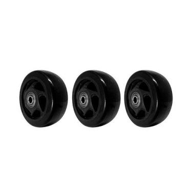 Imagem de Kit 3 un roda pvc preto 4 pol 100kg p/ rodízio - AJAX