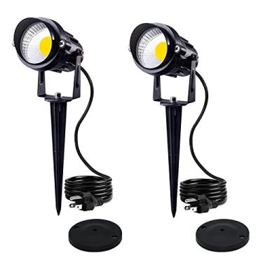 Imagem de HANNAHONG 5W Ac120V Spotlight De Paisagem Para Cima E Baixo Com Suporte Base Pontiagudos, Led Branco Quente Gramado Jardim, Luminária Parede Área Externa, Plugue Cabo 1,5 M, À Prova D'Água (Pacote 2