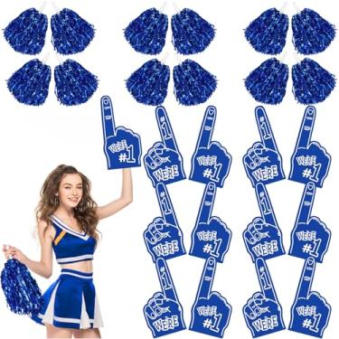 Imagem de Leyndo 24 peças de dedo de espuma gigante e pompons líderes de torcida 45,72 cm Somos o número 1 dedos de espuma de espuma de beisebol equipe torcida dedo de espuma para eventos esportivos jogos escola clube festa (azul)