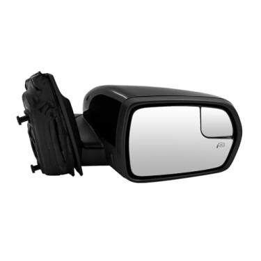 Imagem de Espelho de porta do lado direito do passageiro adequado para Ford Edge 2015-2018 Aquecido por energia com luz de sinalização, vidro Spotter e lâmpada de poça 7 pinos com espelho de reboque preto