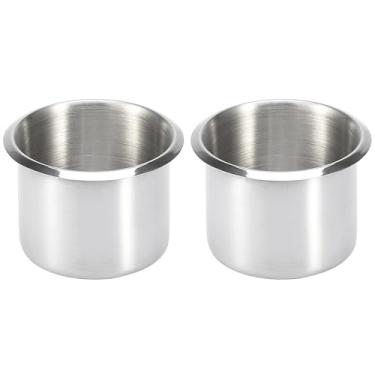 Imagem de X AUTOHAUX 2 peças de suporte universal de copo de aço inoxidável de substituição tom prateado para barcos marinhos RVs