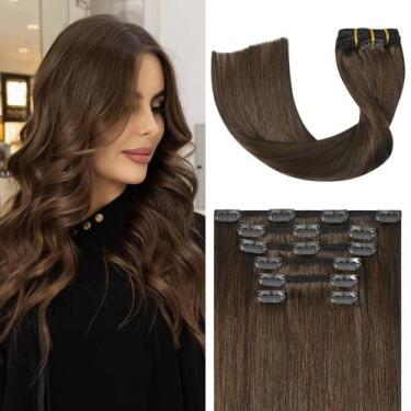 Imagem de Extensões de cabelo UGOTRAYS, castanho médio, cabelo humano real, 70g,