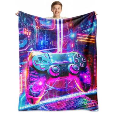 Imagem de Cobertor de jogos para meninos, cobertor de presente para meninos e crianças, cobertor macio aconchegante para sofá ou quarto, coisas de jogos 127 x 152 cm