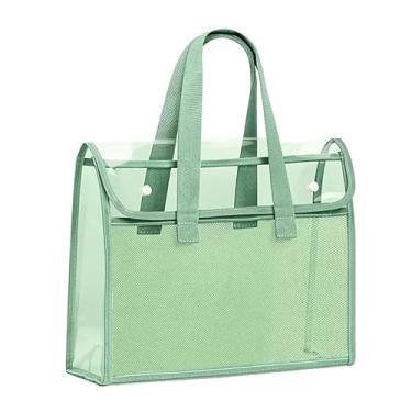 Imagem de Pasta Portátil Transparente À Prova D'água, Grande Capacidade, Bolsa de Documentos Expandível(Verde A)