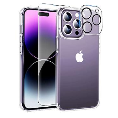 Imagem de MOZOTER [2 em 1] Capa para iPhone 14 Pro Max, [3,6 m à prova de choque] [1 peça de protetor de tela de vidro] [Resistente] Capa transparente para celular de 6,7 cristais