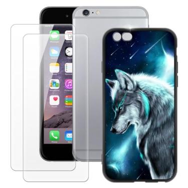 Imagem de MILEGOO Capa para iPhone 6 + 2 peças protetoras de tela de vidro temperado, capa ultrafina de silicone TPU macio à prova de choque para iPhone 6S (4,7 polegadas)