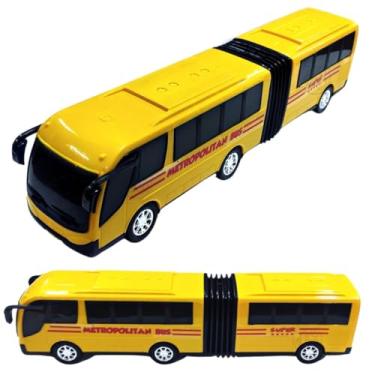 Imagem de Ônibus Metropolitano Articulado Brinquedo Plástico Grande Box Caixa (amarelo)