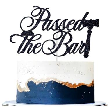 Imagem de Passed the Bar Cake Topper, Congrats Lawyer/Born to Argue/Case Closed, Suprimentos de decoração de festa de formatura de sobrevivente da faculdade de direito, glitter preto