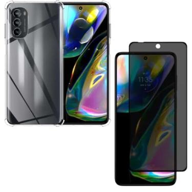 Imagem de Capa Capinha Anti Impacto + Película Privacidade 3D Para Moto G82 Tela De 6,6 Polegadas - (Bluepink)