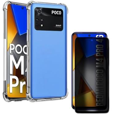 Imagem de Capa Capinha Anti Impacto + Película Privacidade 3D Para Poco M4 Pro Tela De 6,43 Polegadas - (Bluepink)