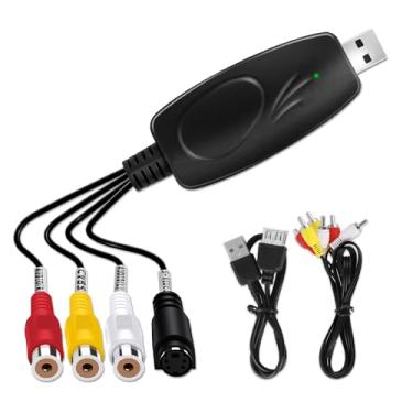 Imagem de Placa de captura de áudio e vídeo USB 2.0, digitalização de vídeos antigos, VHS VCR TV para conversor de DVD, adequado para Mac OS e Windows 10/8/7/XP/Vista, com um cabo de extensão RCA de 100 cm e CD
