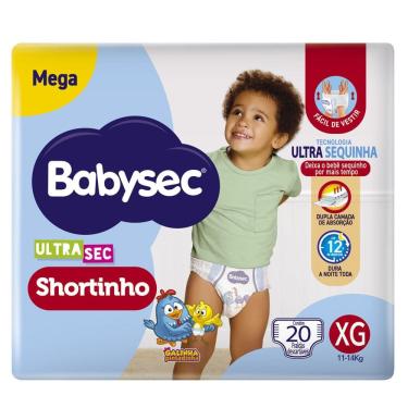 Imagem de Fralda Babysec Ultrasec Shortinho Mega Tamanho XG 20 Unidades Descartáveis