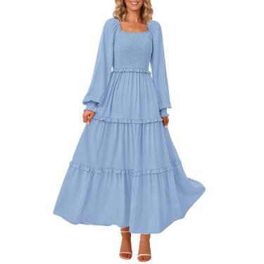Imagem de Vestido maxi feminino PRETTYGARDEN com blusa de primavera com bolsos