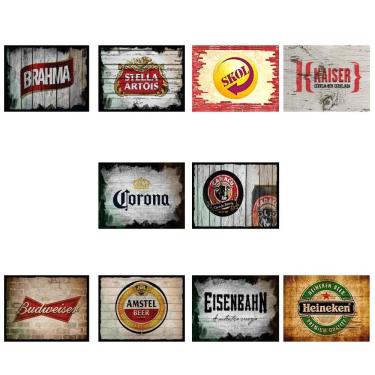 Imagem de Kit 10 Placas Decorativas Tema Cerveja Beer 19X28Cm Ofertmix