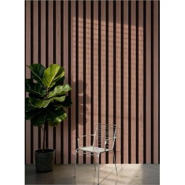 Imagem de Papel de parede com efeito de grade de madeira autoadesivo para sala de estar, cozinha e quarto, material de PVC à prova d'água para renovação de parede grade de 45 * 1000 cm