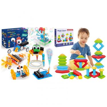 Imagem de Kit de robótica STEM 6 em 1 Tsomtto com robôs eletrônicos e blocos de montar para crianças a partir de 2 anos