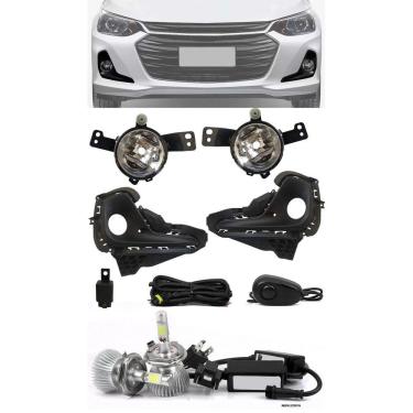 Imagem de Kit Farol de Milha Neblina Chevrolet Onix e Onix Plus Sedan 2020 - Botão Alternativo + Kit Lâmpada Super LED 6000K