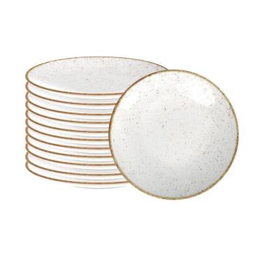 Imagem de Conjunto de 12 Pratos Sobremesa Rústico Marrom em Porcelana Decorada 21 cm - Tramontina...