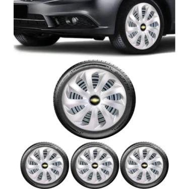 Imagem de Jogo 4 Calotas Esportiva Velox Prata Aro 15 CHEVR Onix Prisma Spin Agile Cobalt Sonic Montana Meriva Zafira Corsa Hatch Maxx Sedan Classic Joy Premium