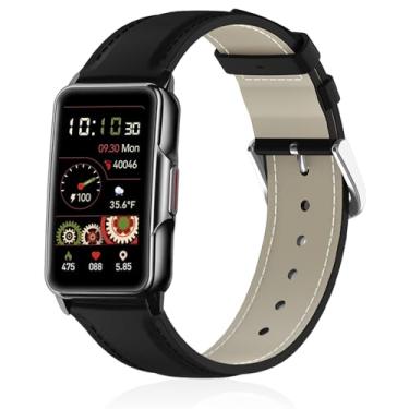 Imagem de Lzwldan Pulseiras de couro compatíveis com relógio inteligente Mindrose H80 de 1,5 polegadas, pulseira de substituição de couro genuíno macio para Mindrose H80 Fitness Trackers IP68 para mulheres e