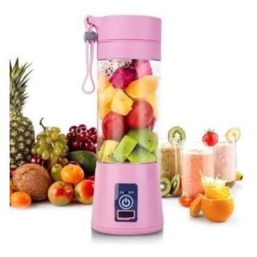Imagem de Mini Liquidificador Suco Portátil Trabalho Recarregável Rosa - Geral